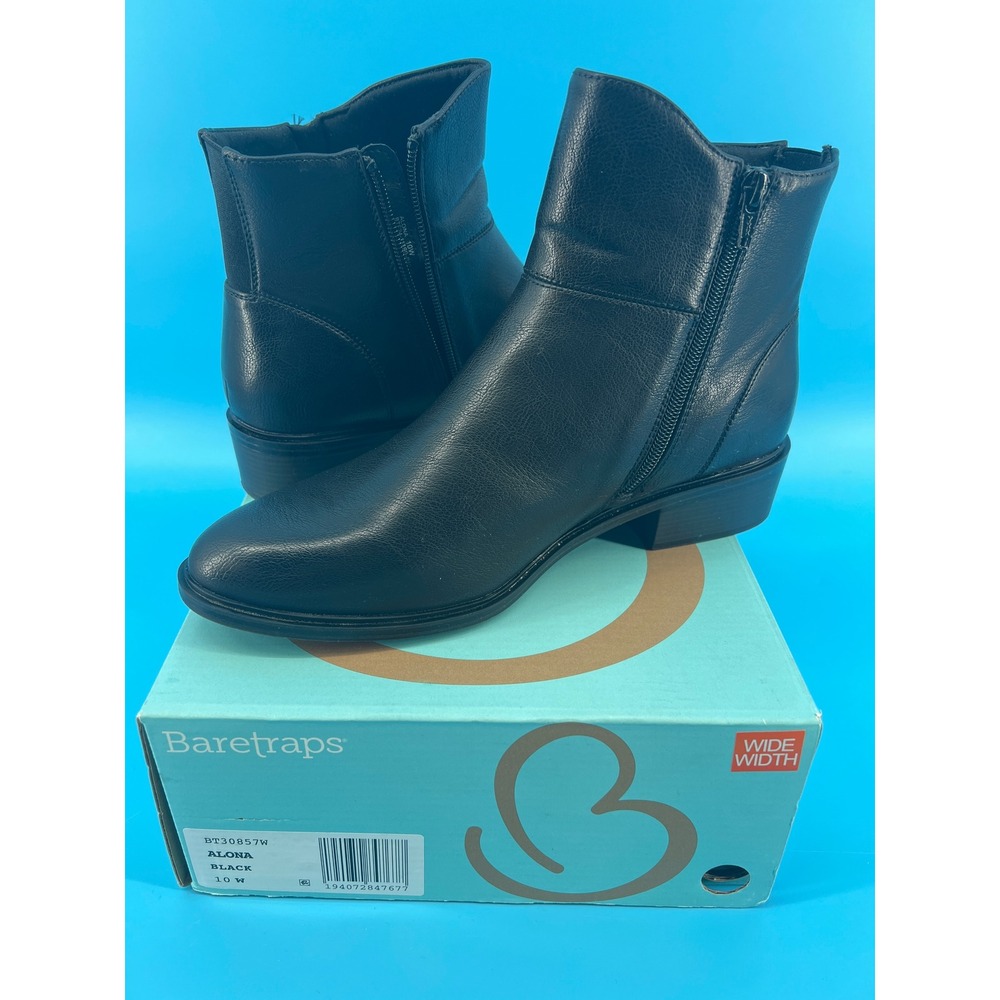 BareTraps Women's "Alona" Block Heel Ankle Bootie Black Style 33852 Size 10 W